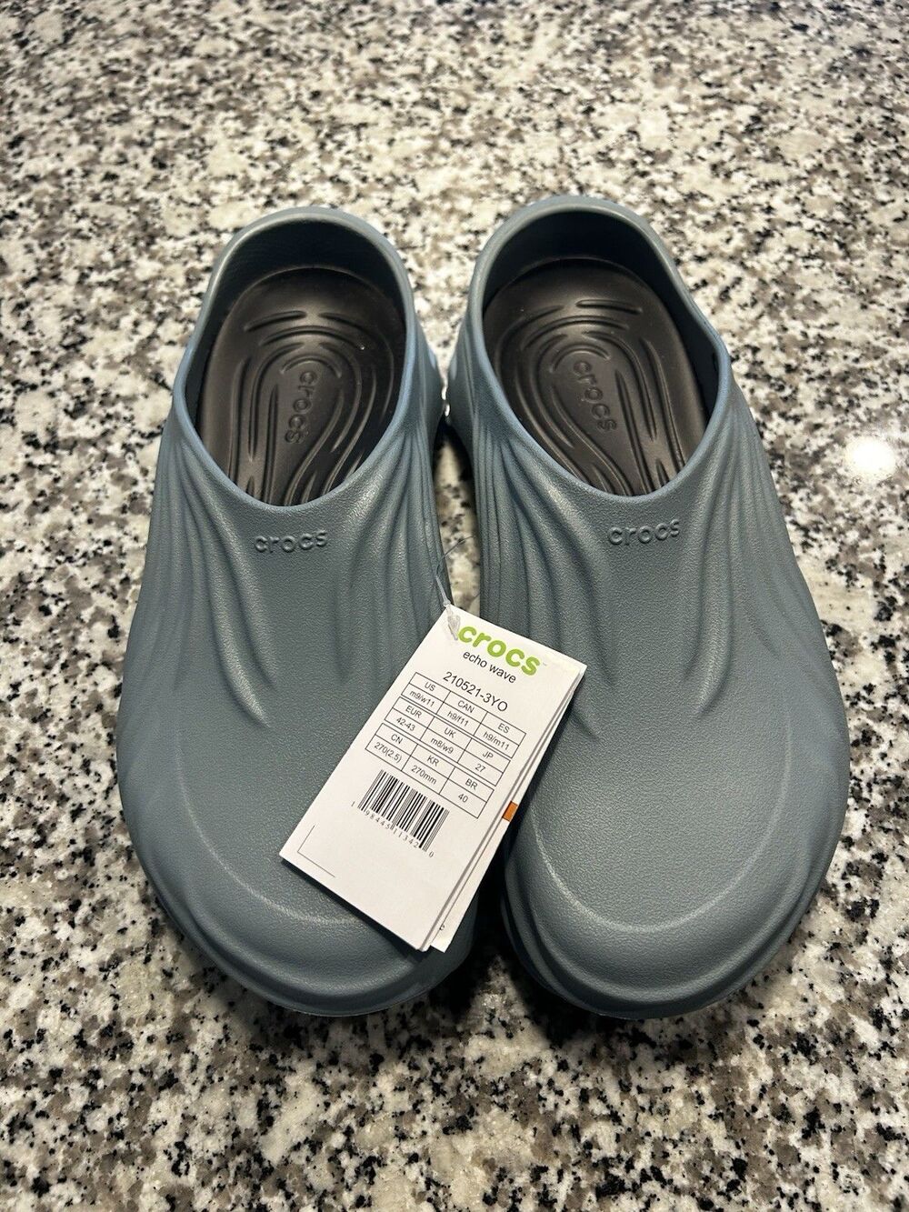 NWT Crocs Echo Wave Women Slip-On Sandal Clogs Gray US 12 Logo Comfort Casual